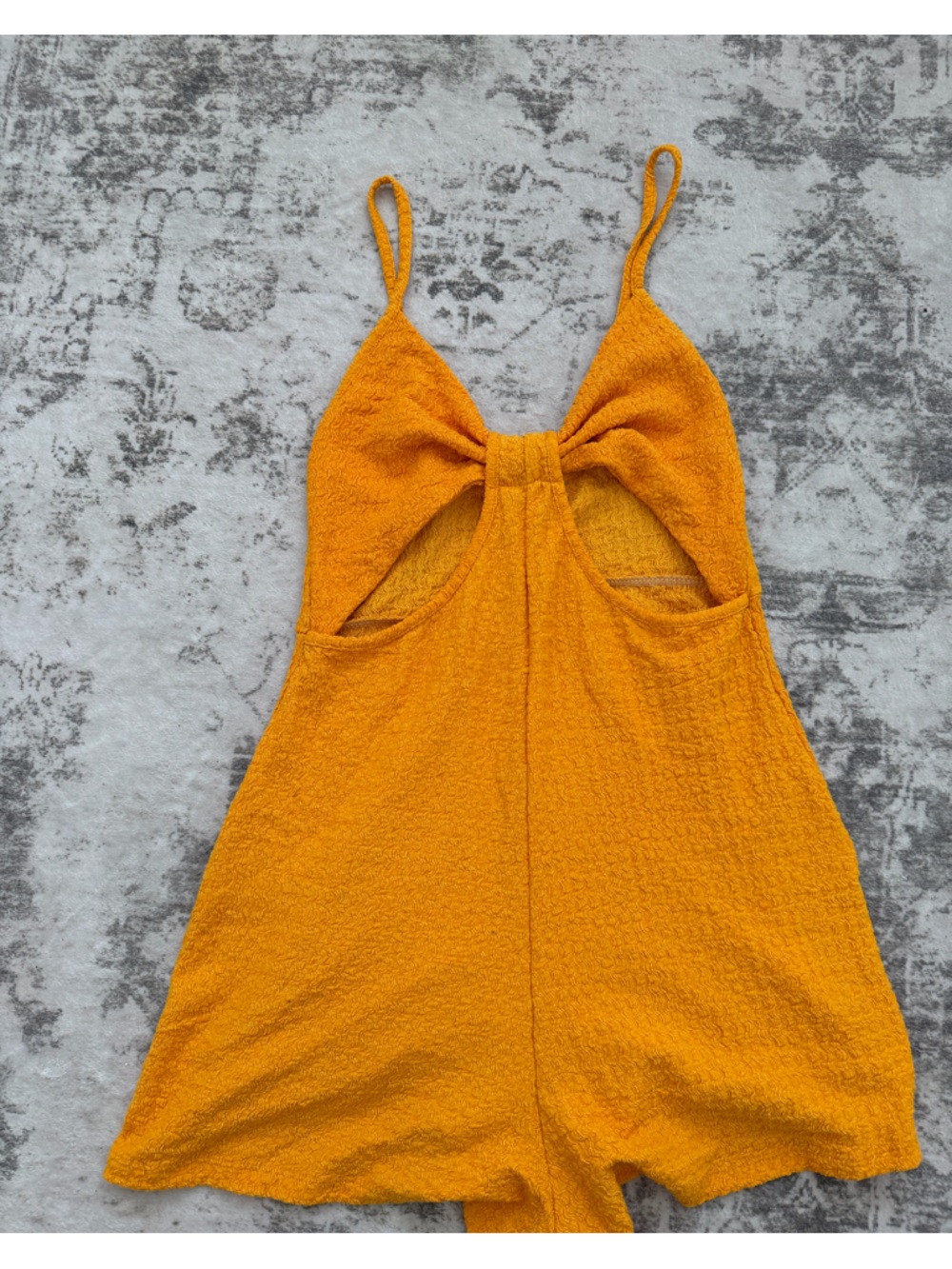 Pull&Bear Textured Golden Yellow Romper with Cutout- Size S